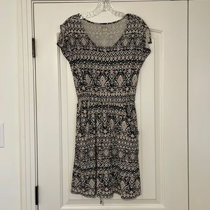 Lucky Brand Aztec Print Dress with Pockets Size XS Black Cream